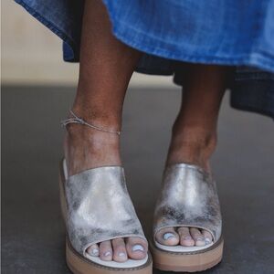 Gold Metallic wedge Sandals